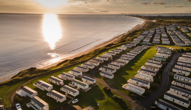 Aerial view of Parkdean Resorts site during sunset